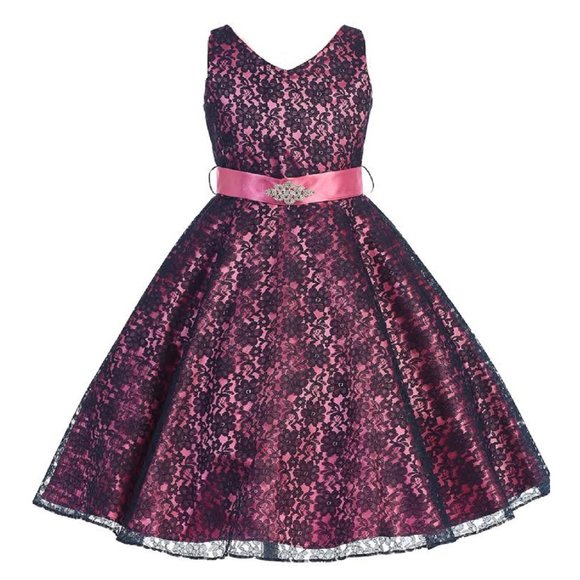 BNY Corner Other - Little Girls Toddler Sleeveless Floral Lace Easter Graduation Flower Girl Dress